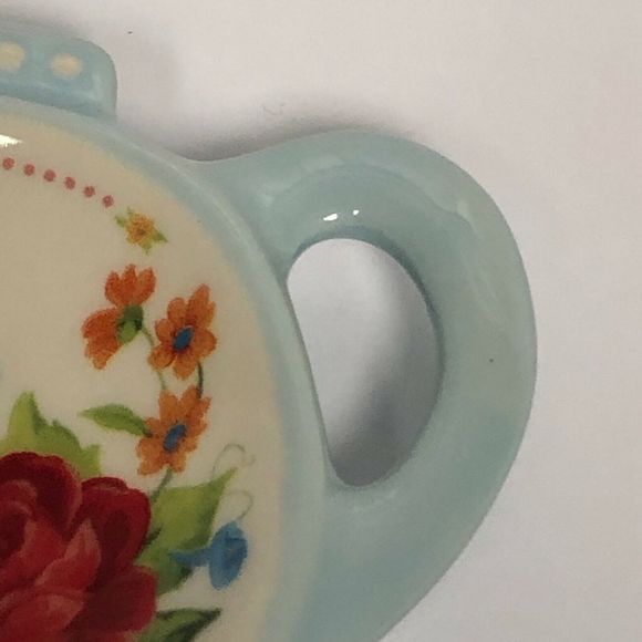 Pioneer Woman Tea Bag Holder Spoon Rest Sweet Rose Floral Sweeter Than Tea New - Picture 3 of 10